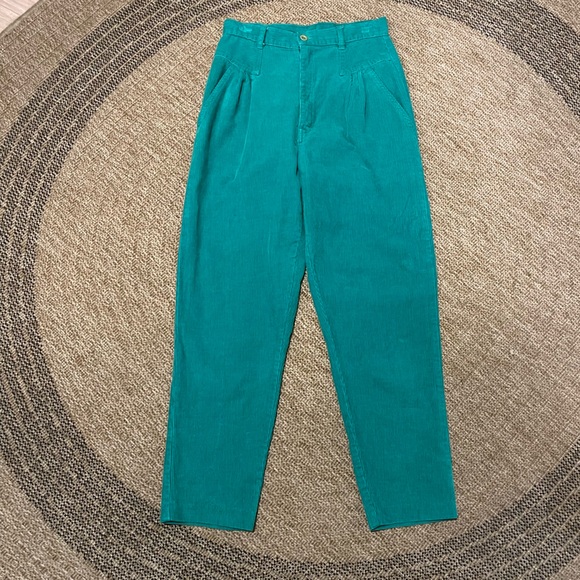 Vintage 1980s/1990s Liz Thomas Teal Green Corduroy Pants - Picture 5 of 6